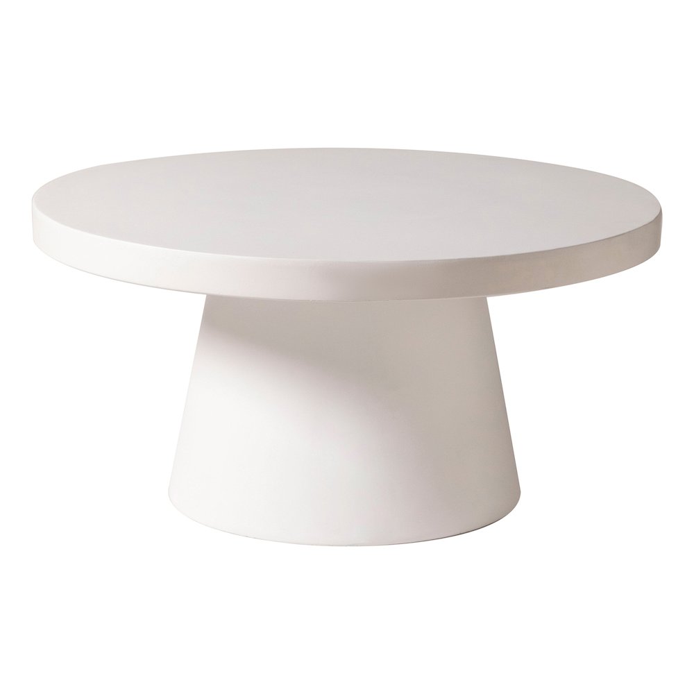 Dune Collection Fiberglass Outdoor Coffee Table In White. Picture 1