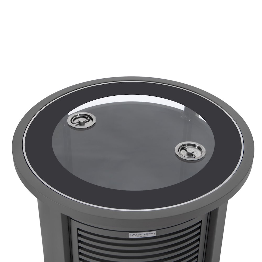 Walbrooke Patio Round Fire Pit and Tank Holder with Slats Design in Grey. Picture 17