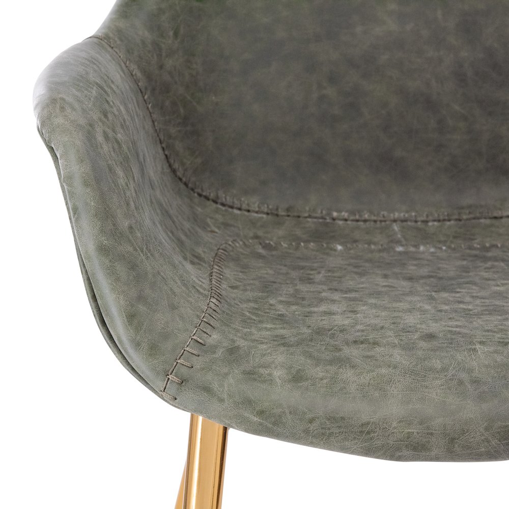 Markley Modern Leather Dining Arm Chair With Gold Metal Legs Set of 2. Picture 10