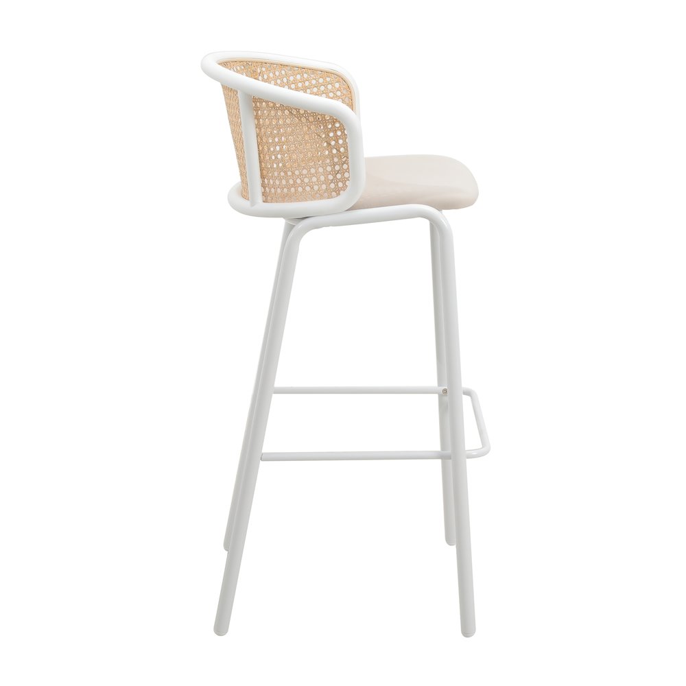 Ervilla Mid-Century Modern Wicker Bar Stool in Beige. Picture 5
