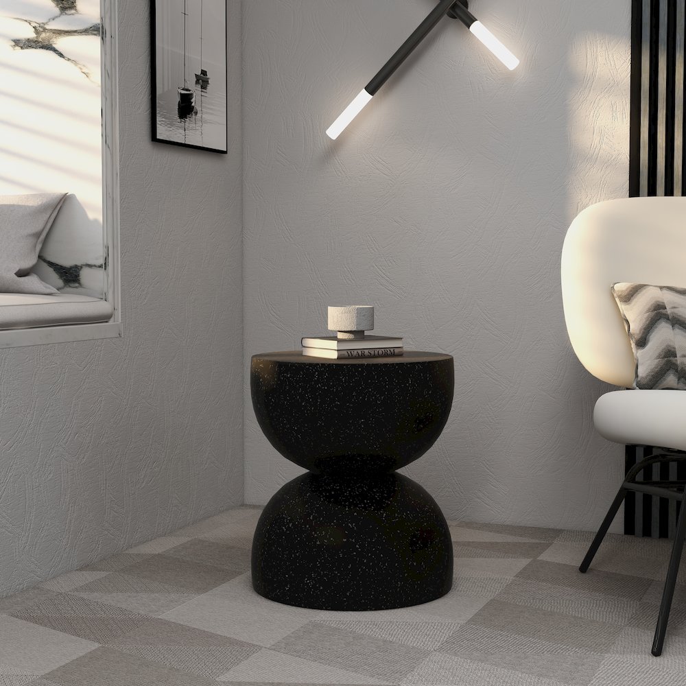 Sage Collection Fiberglass Outdoor Side Table in Black. Picture 17
