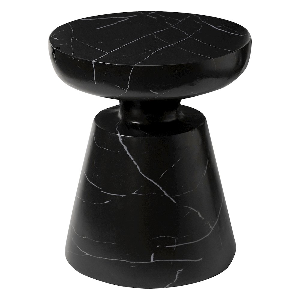 Isle Collection Fiberglass Outdoor Side Table in Marbled Black. Picture 11