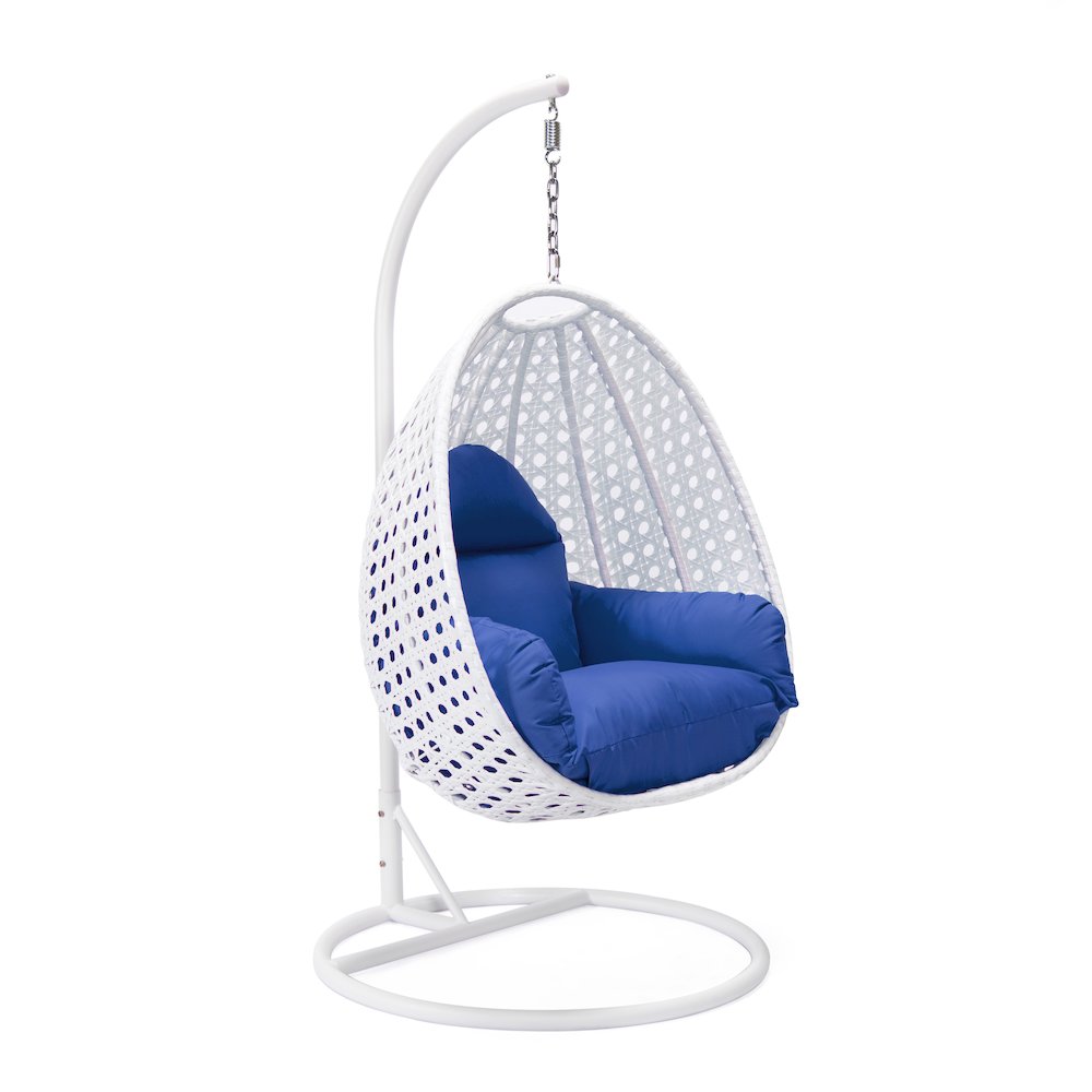 White Wicker Hanging Egg Swing Chair. Picture 1
