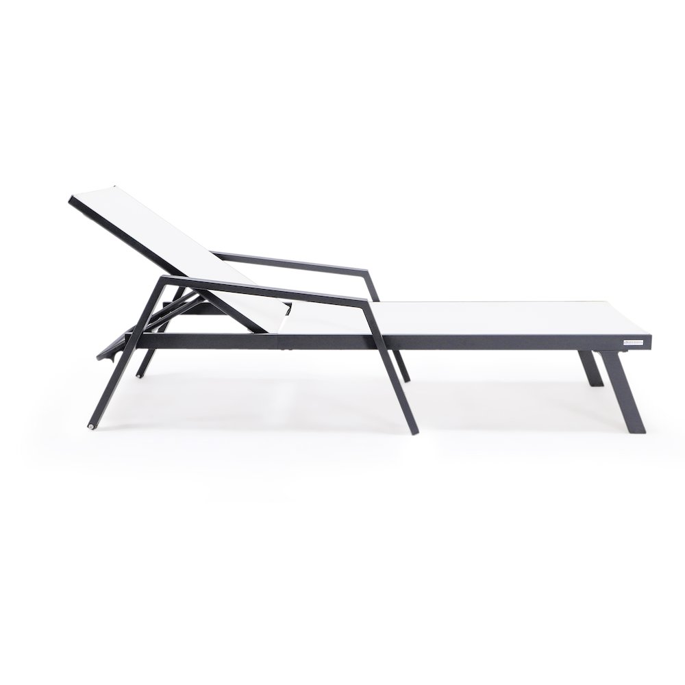 Marlin Patio Chaise Lounge Chair With Armrests in Black Aluminum Frame. Picture 11