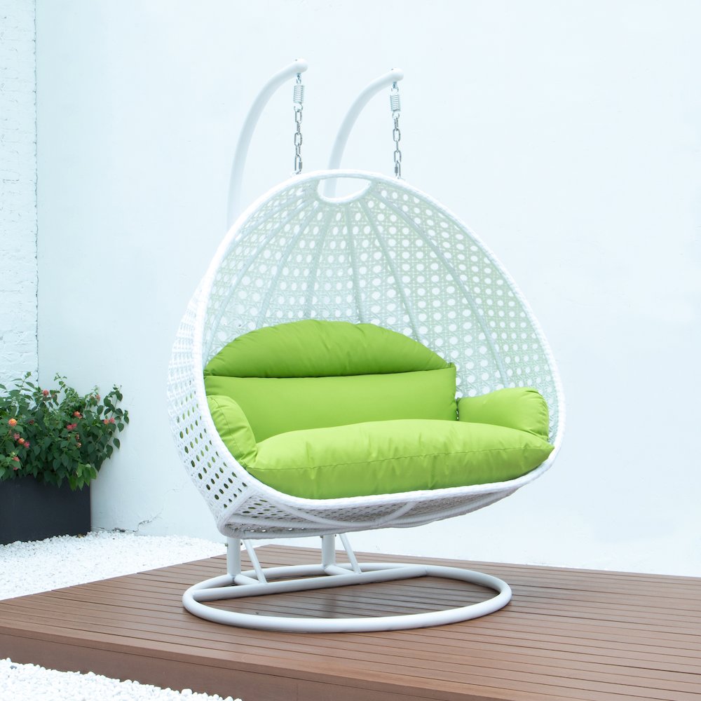 White Wicker Hanging 2 person Egg Swing Chair. Picture 3