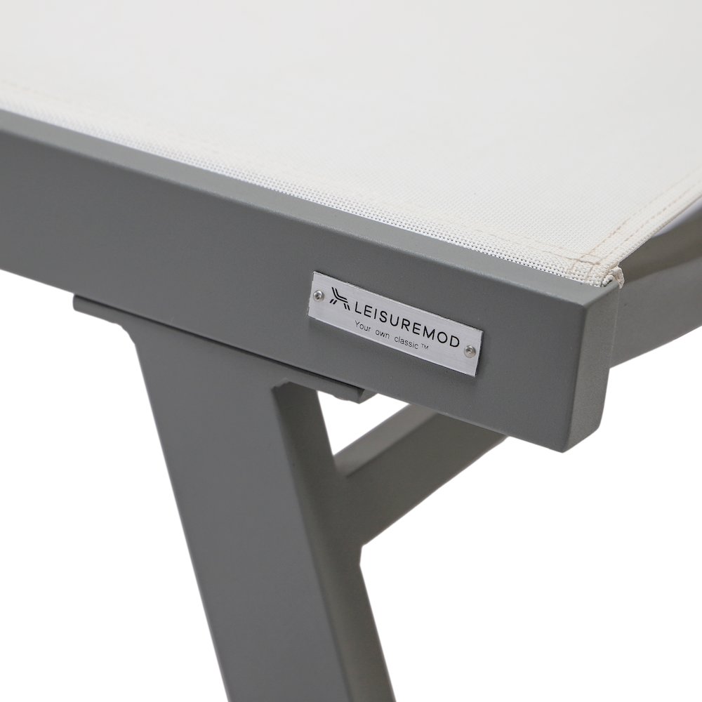 Marlin Patio Chaise Lounge Chair With Armrests in Grey Aluminum Frame. Picture 12