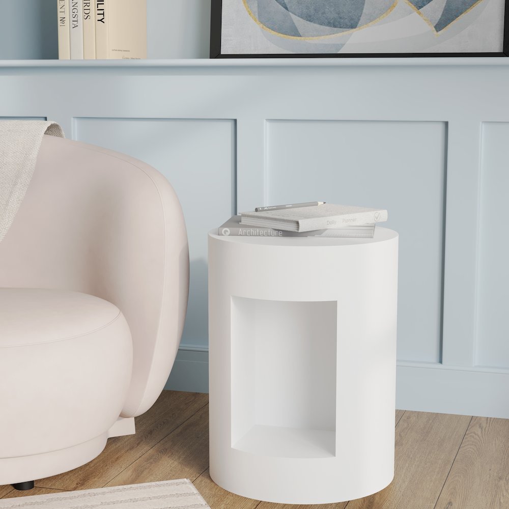 Modern Side End Table Nook Series In White. Picture 2