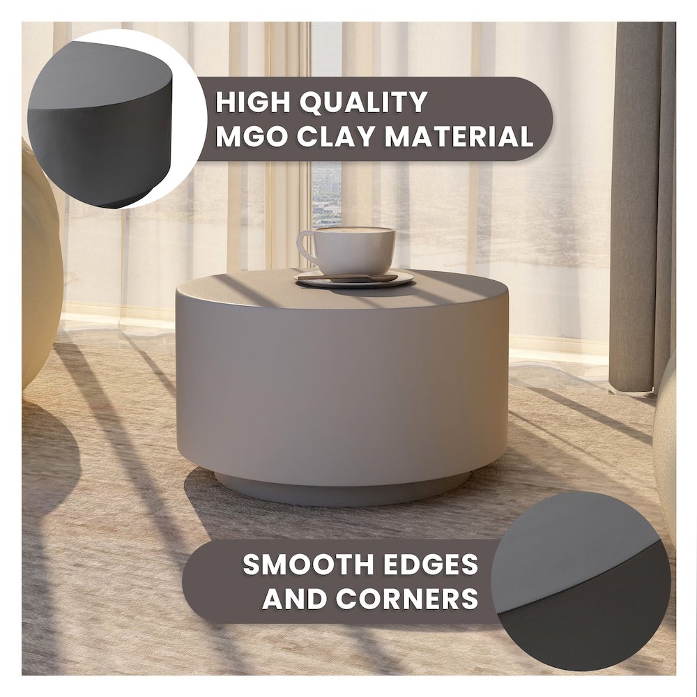 Terra Collection Fiberglass Outdoor Coffee Table In Grey. Picture 3