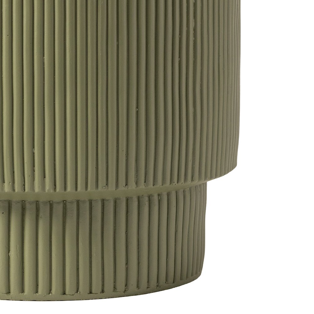 Eden Collection Fiberglass Outdoor Side Table in Olive Green. Picture 12