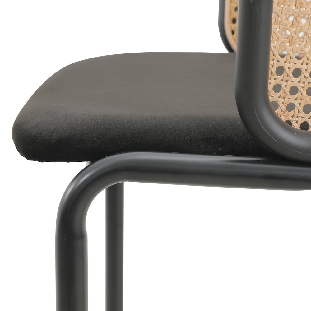 Ervilla Mid-Century Modern Wicker Bar Stool in Black. Picture 15