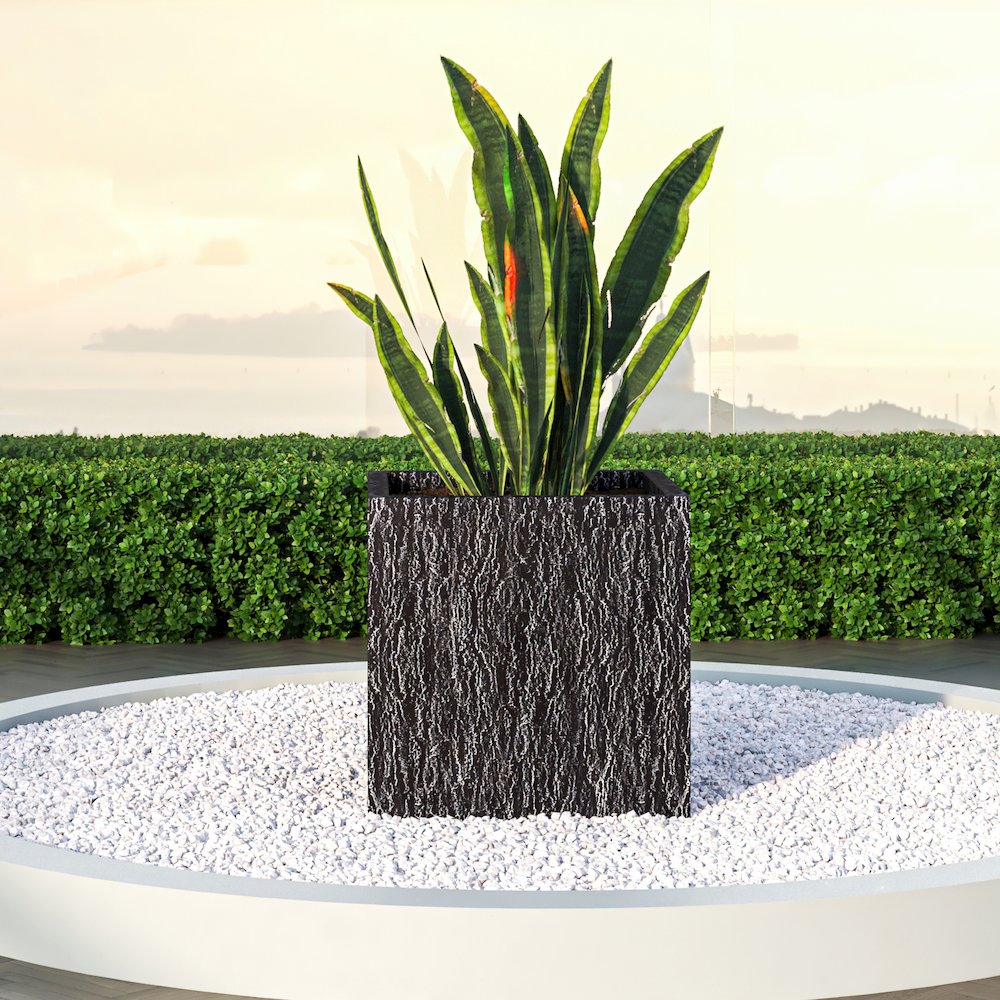 Verdura Series Cubic Poly Stone Planter in Dotted Blck 21.7 Cube. Picture 16