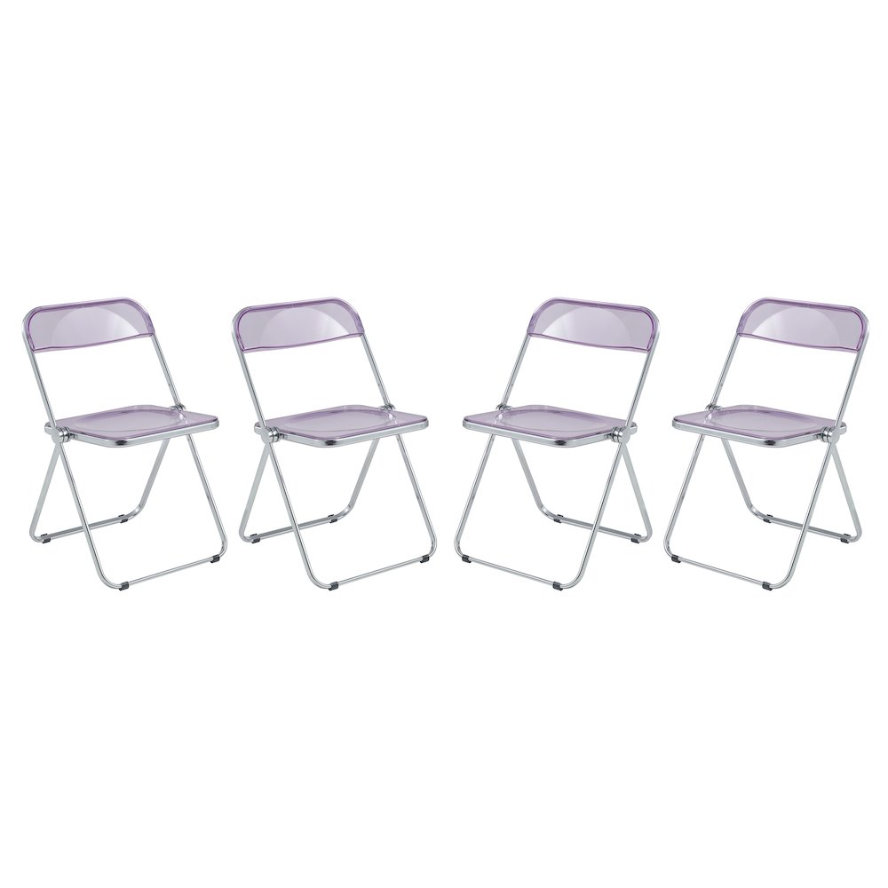 Lawrence Acrylic Folding Chair With Metal Frame, Set of 4. Picture 7