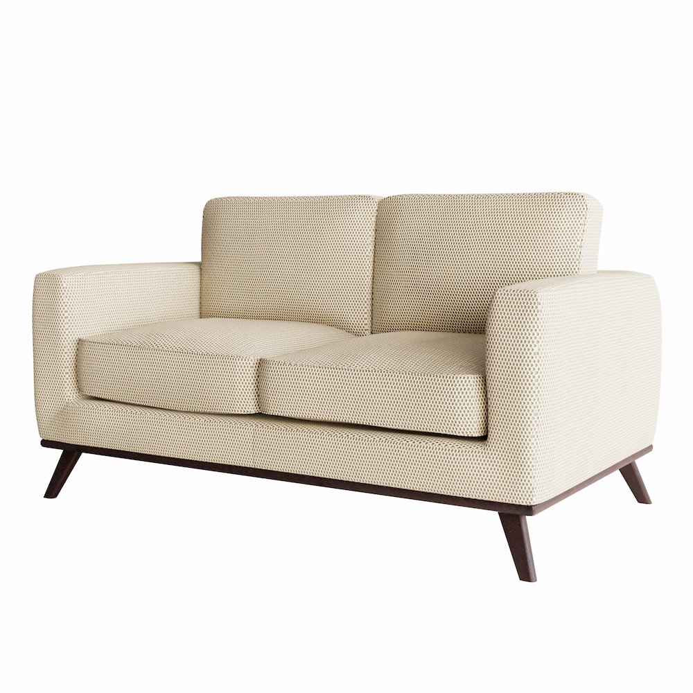 Chester Modern Faux Leather Loveseat in Beige Mesh. Picture 11