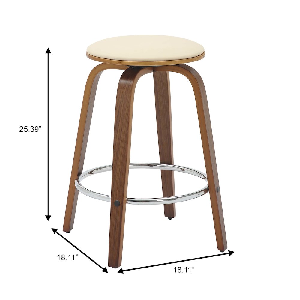 Wooden Counter Stool Pelya Collection Modern Style Walnut color in Cream. Picture 21