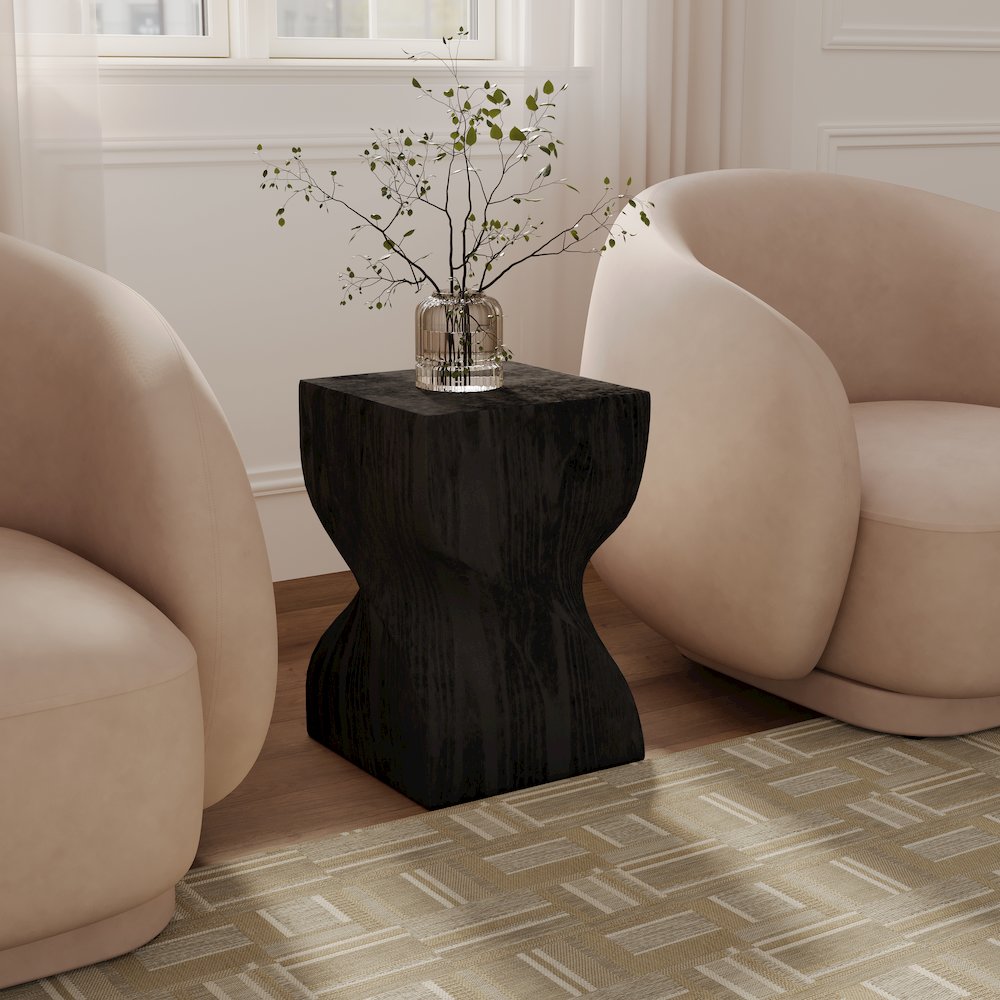Onyx Collection Fiberglass Outdoor Side Table in Black. Picture 12