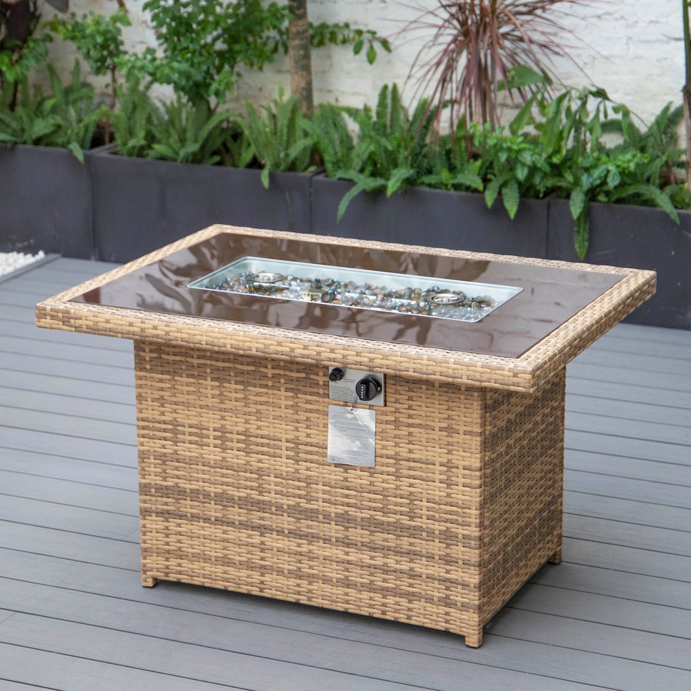 Mace Wicker Patio Modern Propane Fire Pit Table. Picture 10