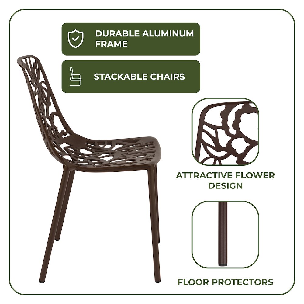 Devon Mid-Century Modern 5-Piece Aluminum Outdoor Patio Dining Set. Picture 23