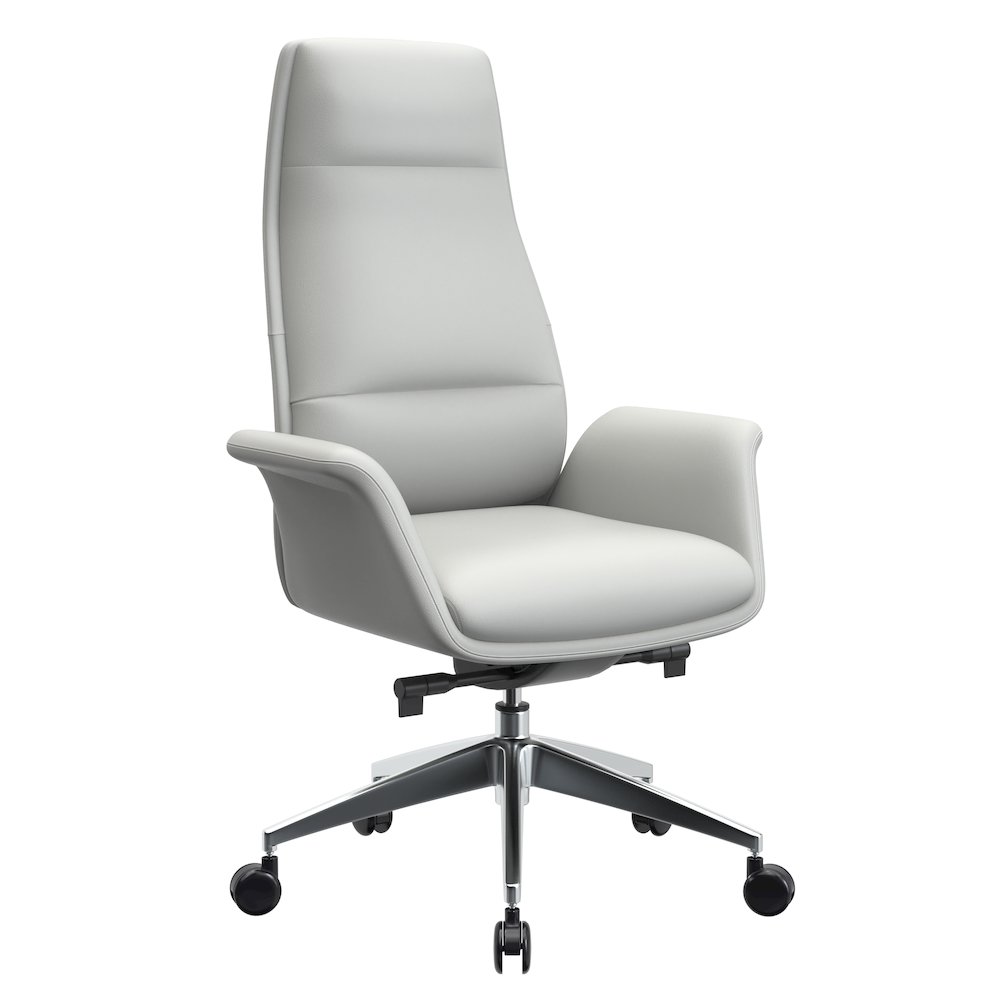 Summit Series Tall Office Chair In White Leather. Picture 1
