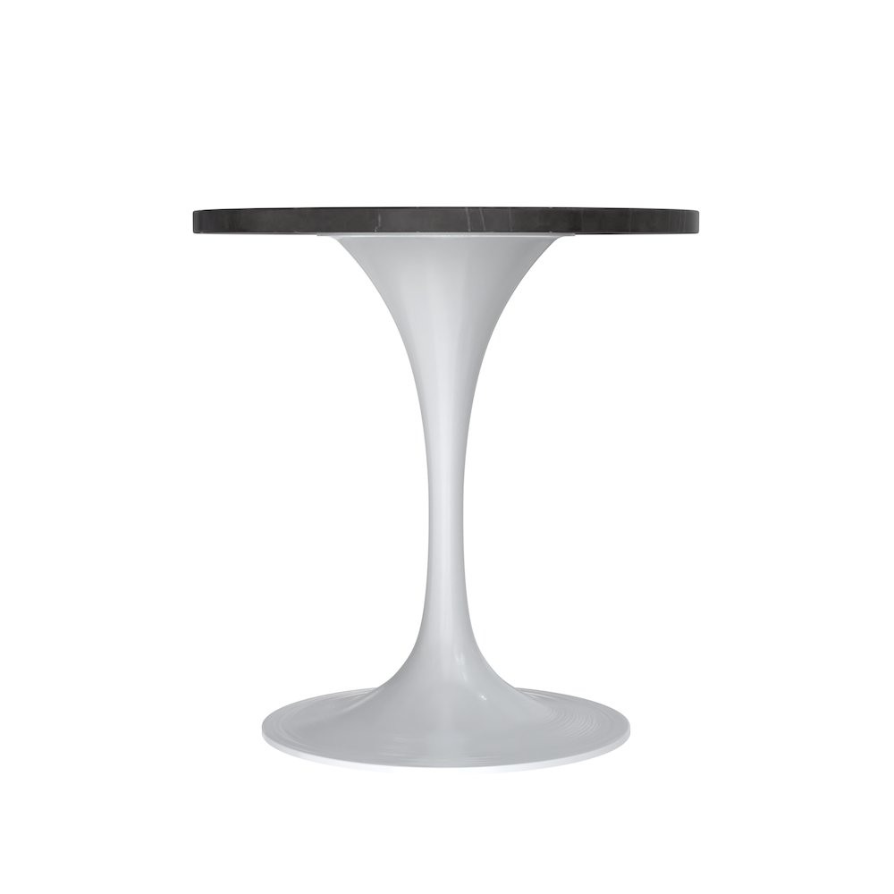 Verve Collection 27 Round Dining Table, White Base with Sintered Stone Black Top. Picture 5