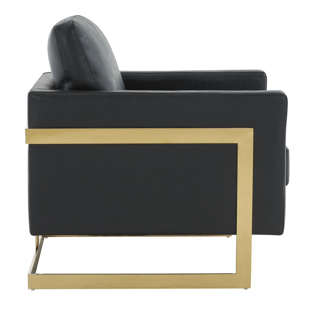 Leather Accent Armchair With Gold Frame. Picture 4