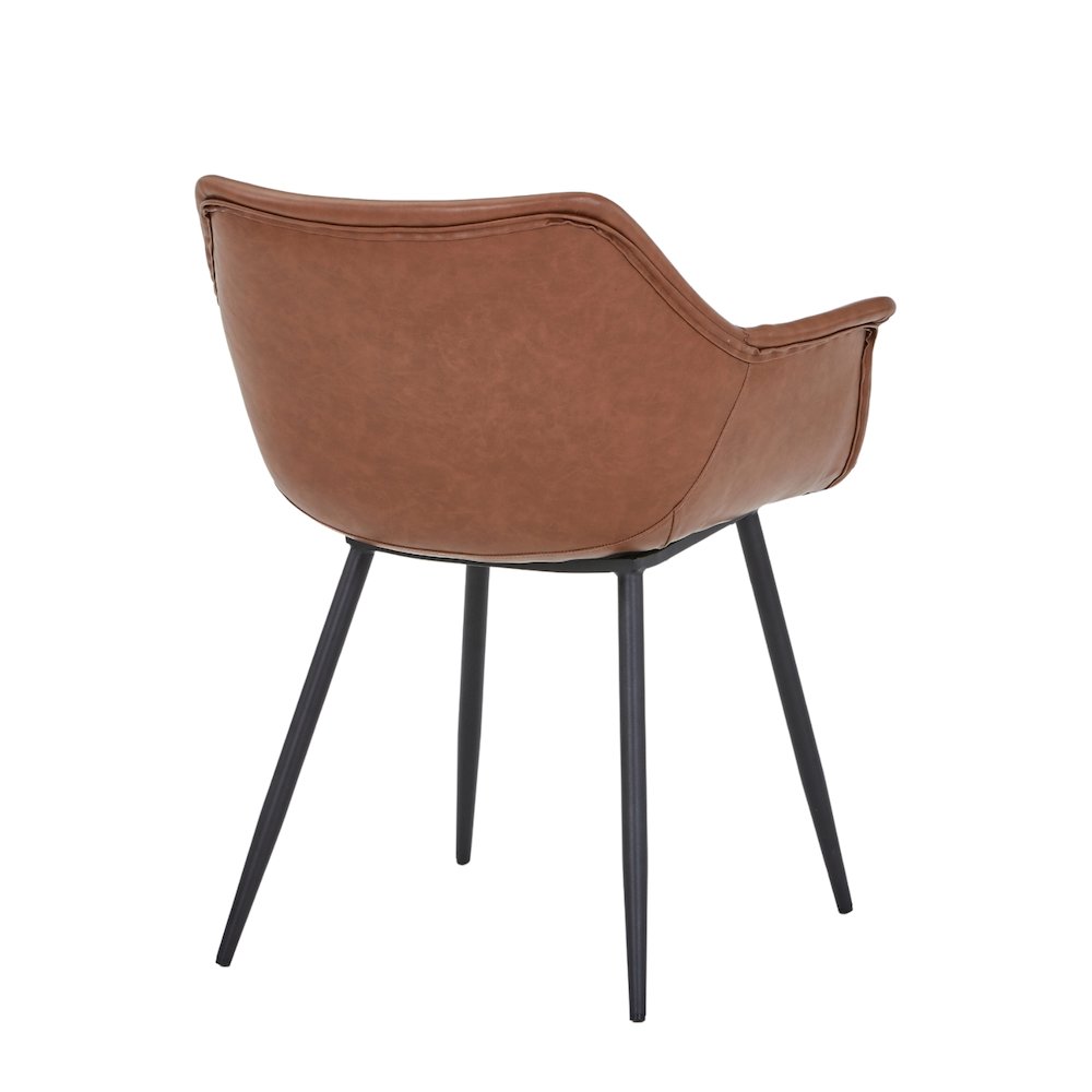 Markley Modern Leather Dining Arm Chair With Metal Legs. Picture 5