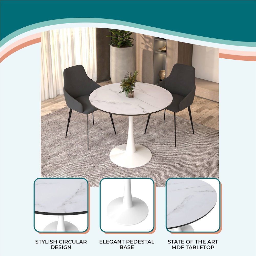 Bristol Mid-Century Modern Round Dining Table. Picture 30
