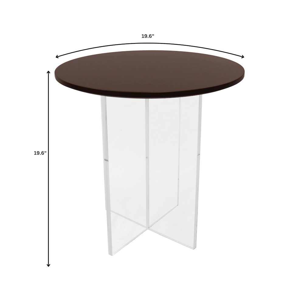 Valore Collection 20" Acrylic Side Table With Walnut Top. Picture 5