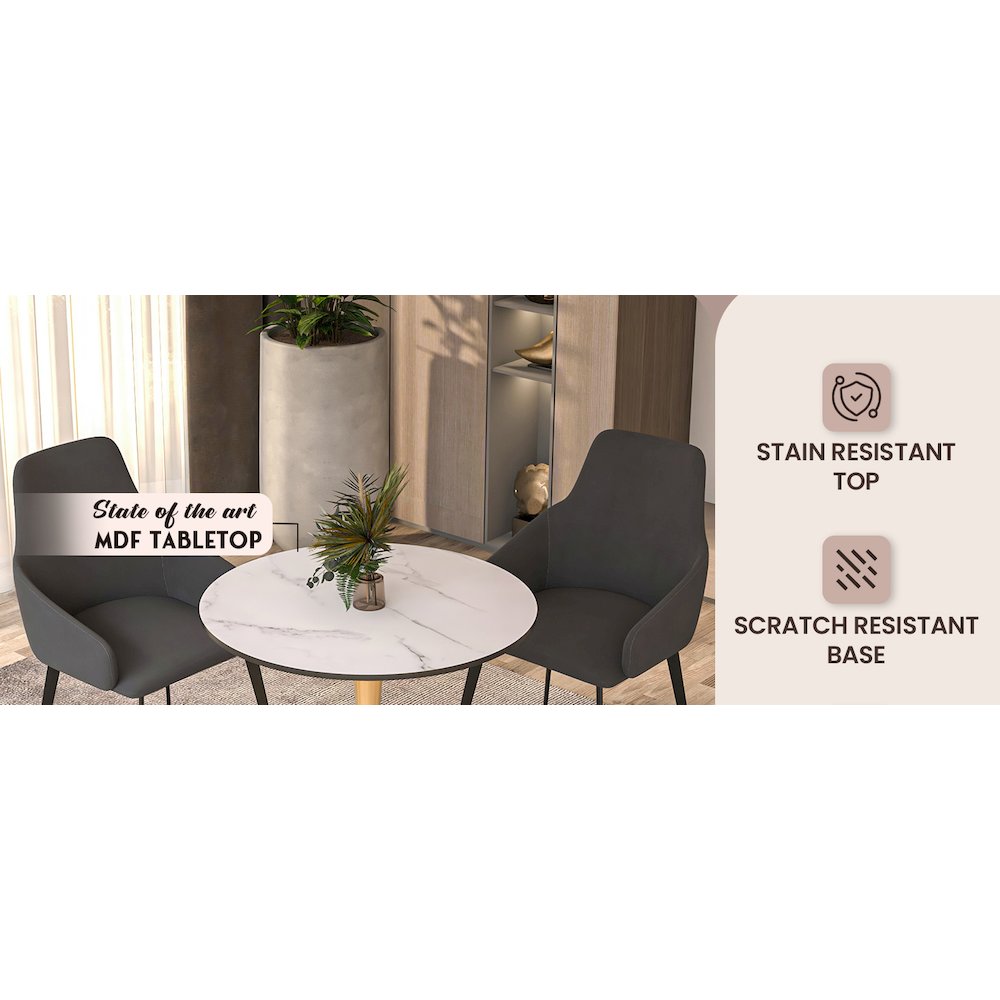 Bristol 24" round dining table Gold Base With White Top. Picture 10
