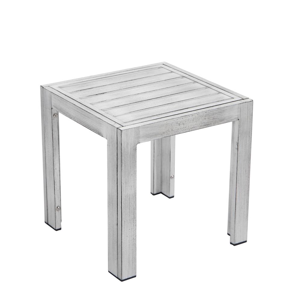 Outdoor Weathered Grey Chaise Lounge Chair With Side Table & Cushions. Picture 12