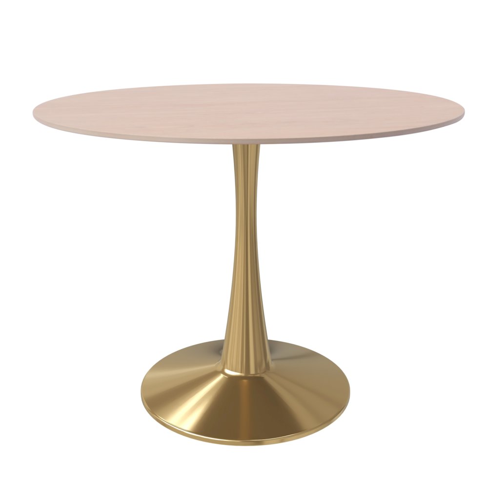Bristol 35" round dining table Gold Base With Natural Wood Top. Picture 11
