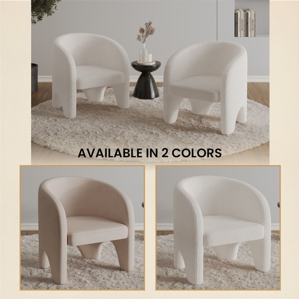 Lylo Collection Modern Accent Chair In Boucle White. Picture 10