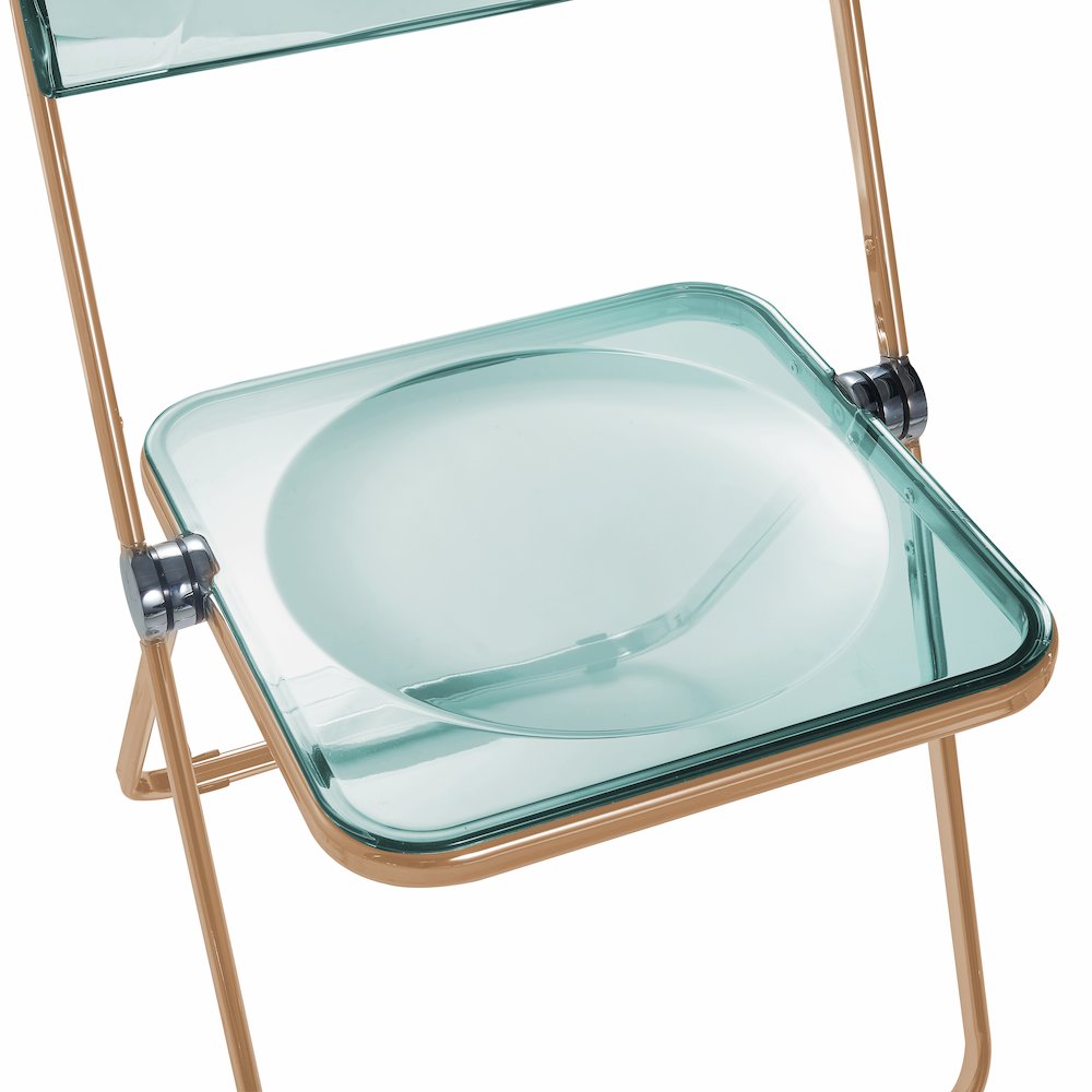 Lawrence Acrylic Folding Chair With Gold Metal Frame, Set of 2. Picture 13