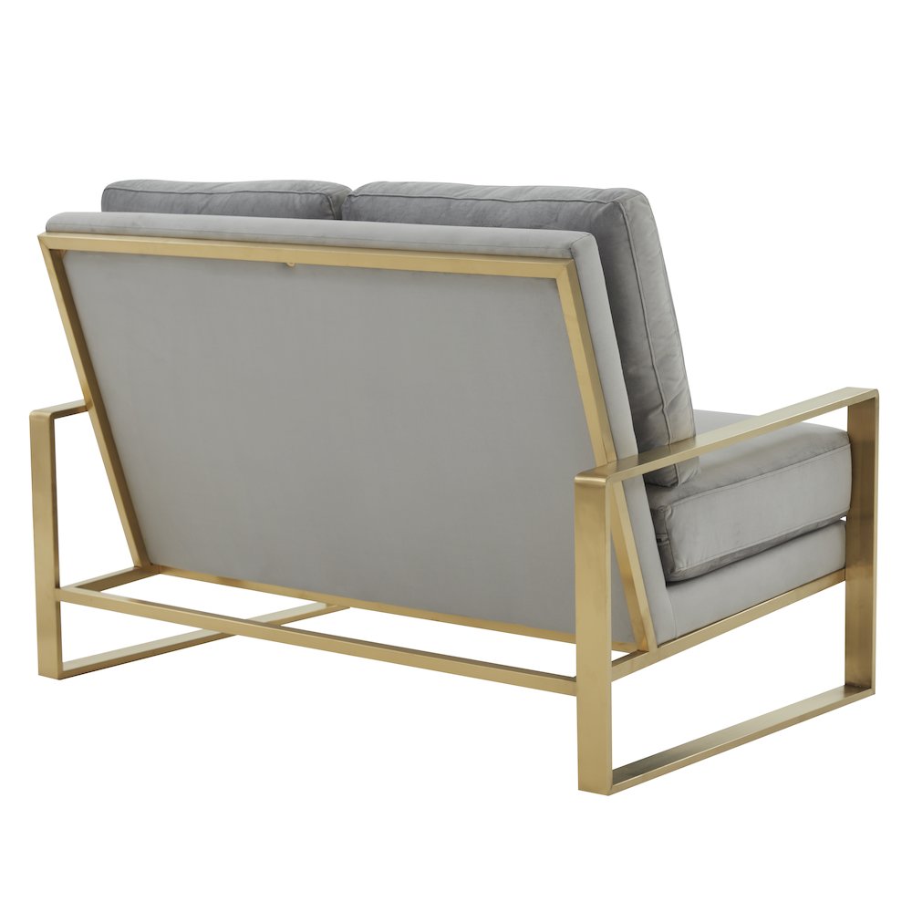 Jefferson Contemporary Modern Velvet Loveseat With Gold Frame. Picture 5