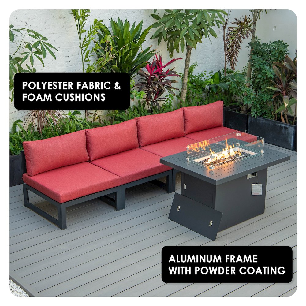 Chelsea 5-Piece Middle Patio Chairs and Fire Pit Table. Picture 1