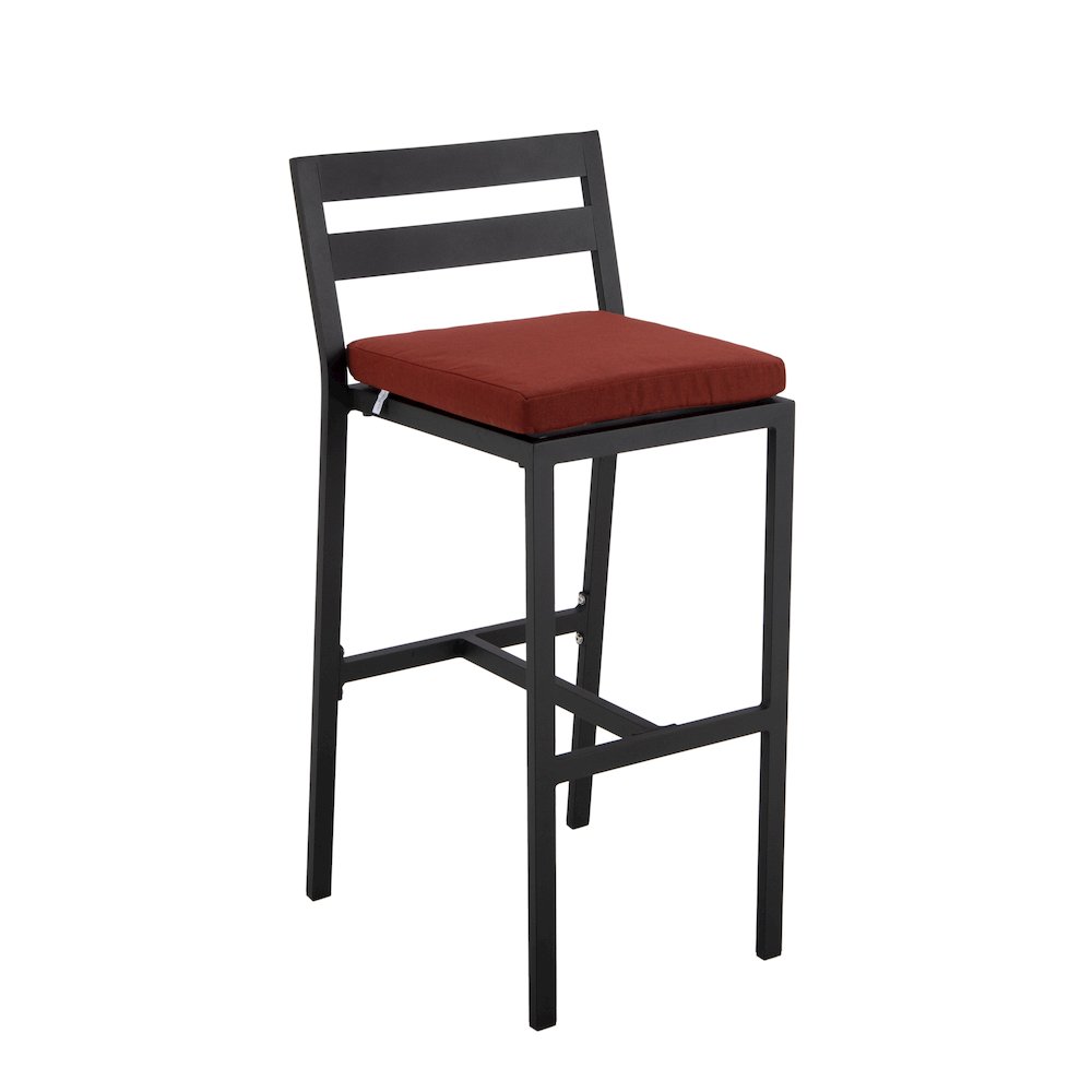 Chelsea Collection Modern Aluminum Outdoor Chair in black with Cherry Cushions. Picture 22