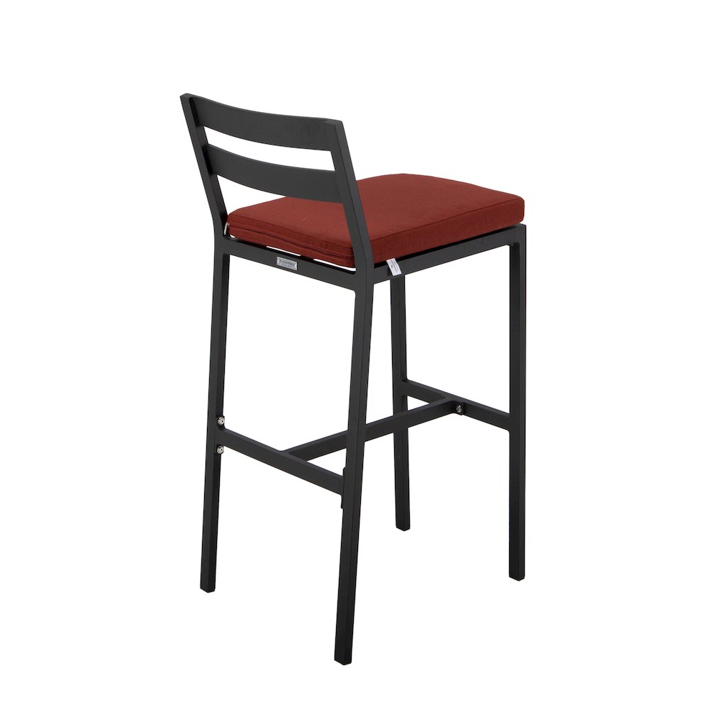Chelsea Collection Modern Aluminum Outdoor Chair in black with Cherry Cushions. Picture 26