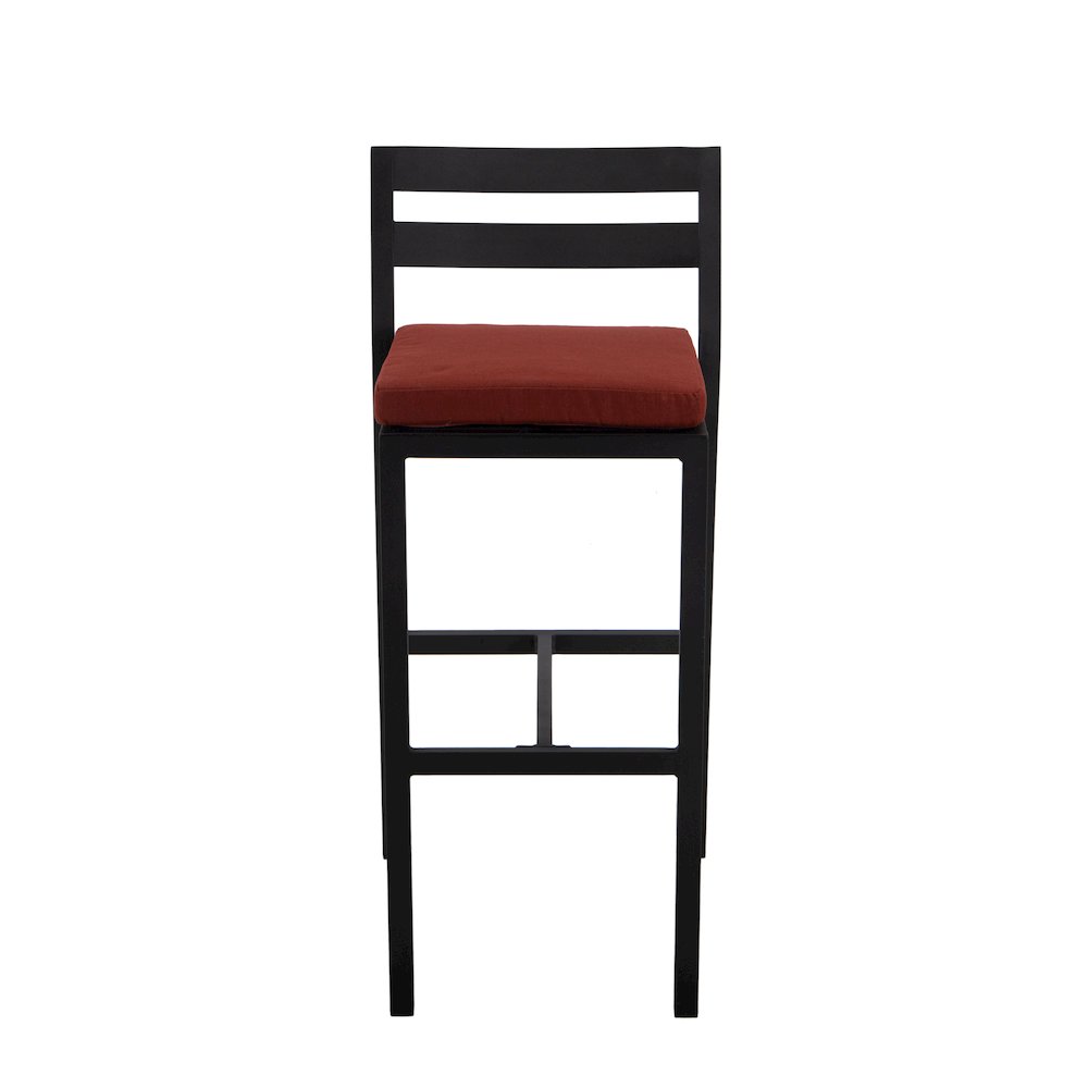 Chelsea Collection Modern Aluminum Outdoor Chair in black with Cherry Cushions. Picture 23