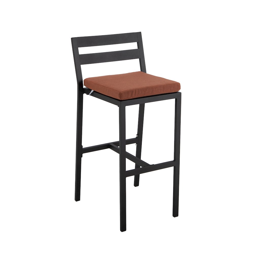 Chelsea Collection Modern Aluminum Outdoor Chair in black with Orange Cushions. Picture 21