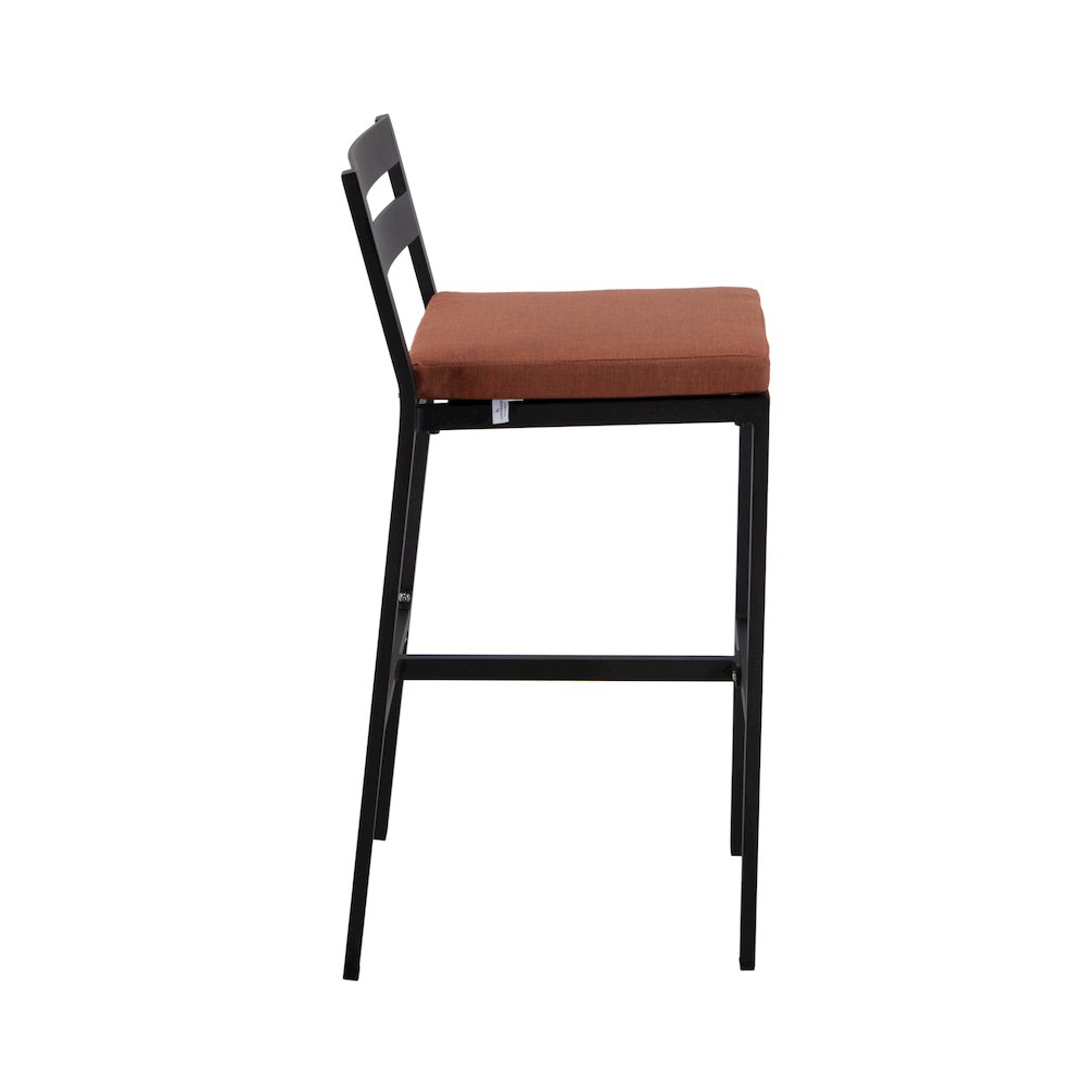 Chelsea Collection Modern Aluminum Outdoor Chair in black with Orange Cushions. Picture 26