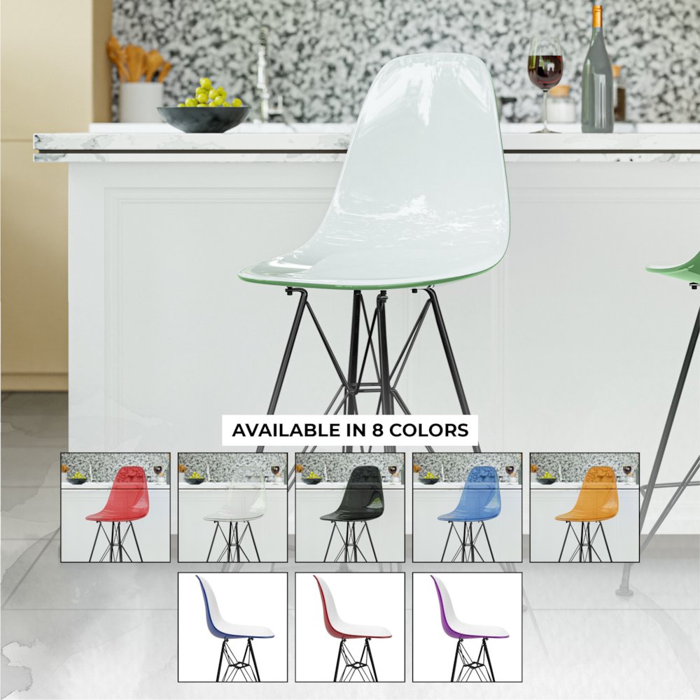 Modern Acrylic Bar stool Cresco Collection Black Base with White/Green seat. Picture 38