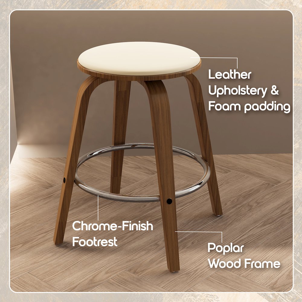 Wooden Counter Stool Pelya Collection Modern Style Walnut color in Light Taupe. Picture 1