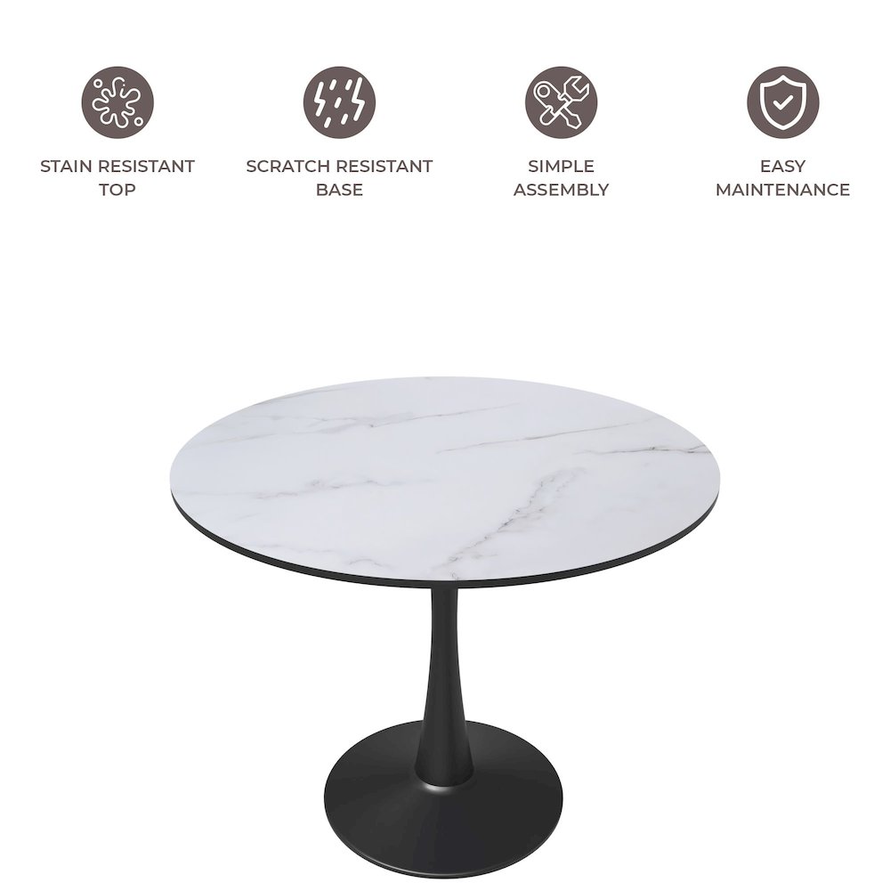 Bristol 35" round dining table Black base with marbled MDF top. Picture 13