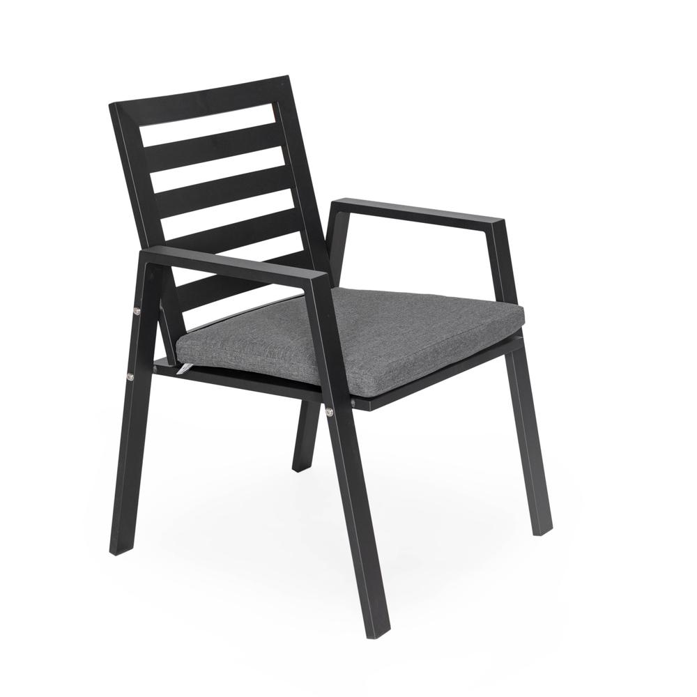 Patio Dining Armchair in Aluminum with Removable Cushions Set of 4. Picture 9