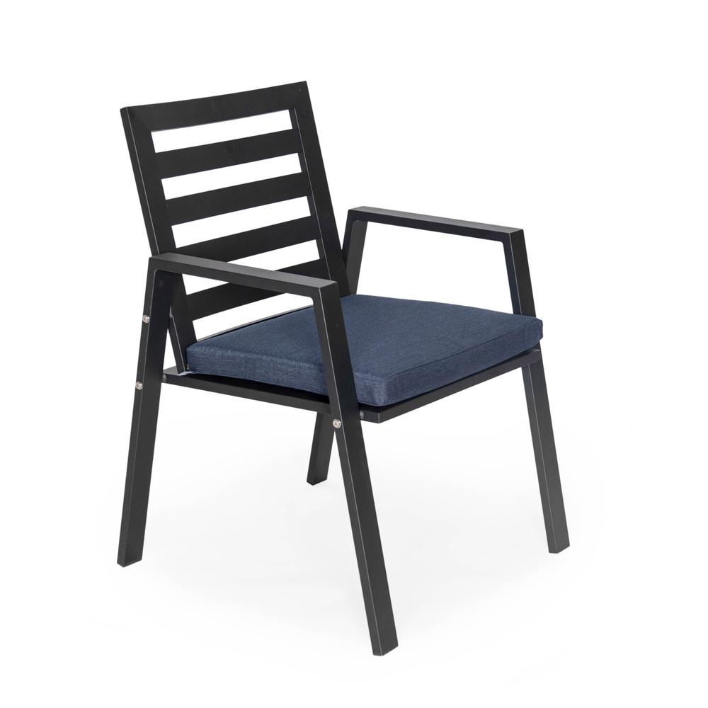 Patio Dining Armchair in Aluminum with Removable Cushions Set of 2. Picture 9
