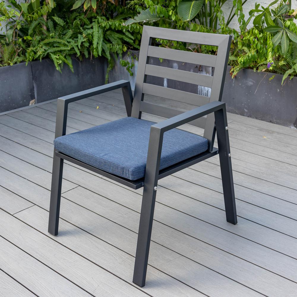 Patio Dining Armchair in Aluminum with Removable Cushions Set of 2. Picture 12