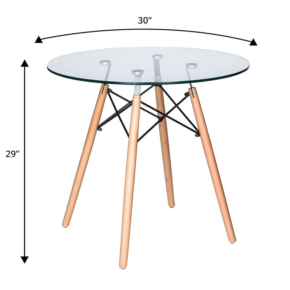 Dover 3-Piece Dining Set with Round Clear Glass Top Bistro Table in Blue. Picture 18