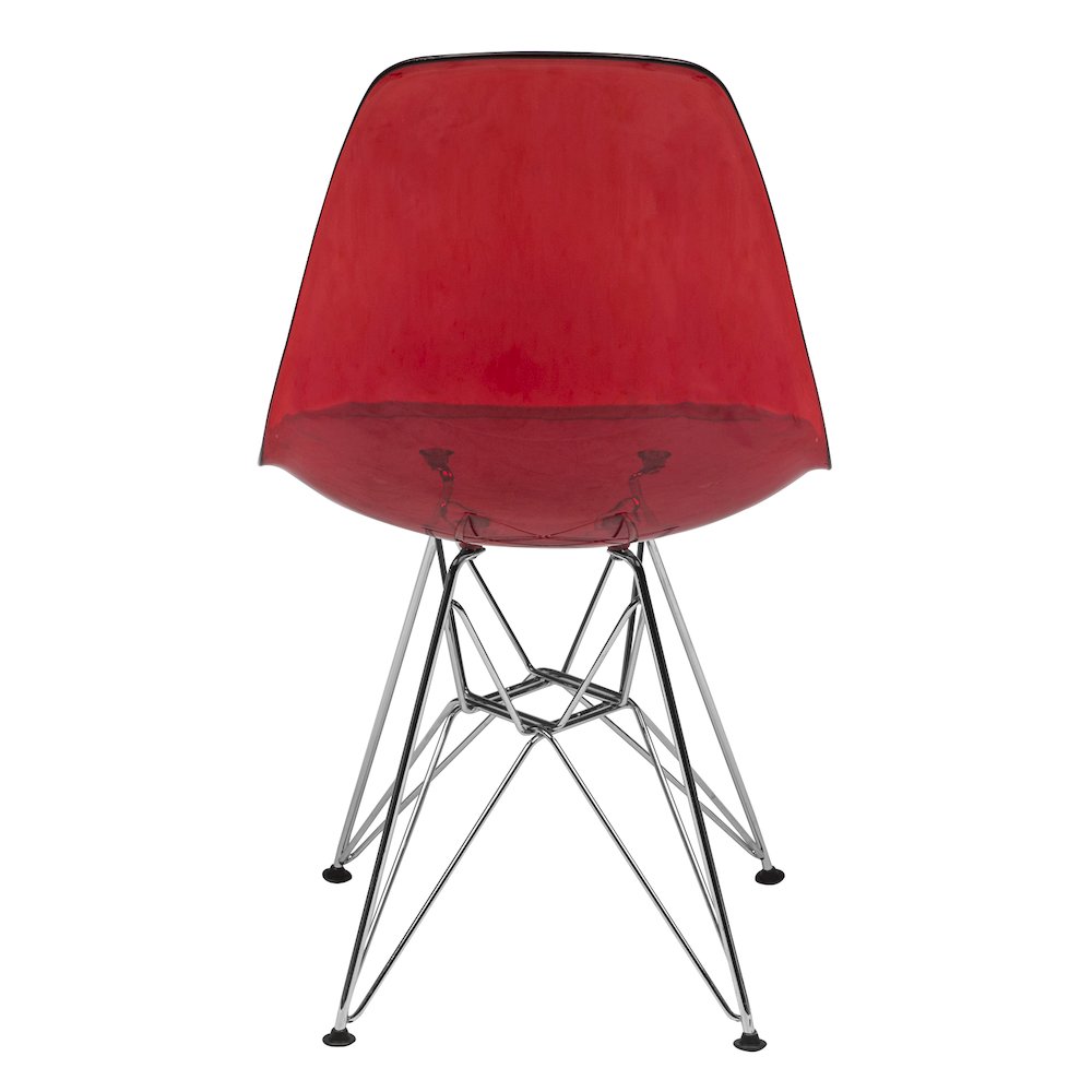5-Piece Dining Set 35" Round Dining Table in Chrome - Transparent Red. Picture 8