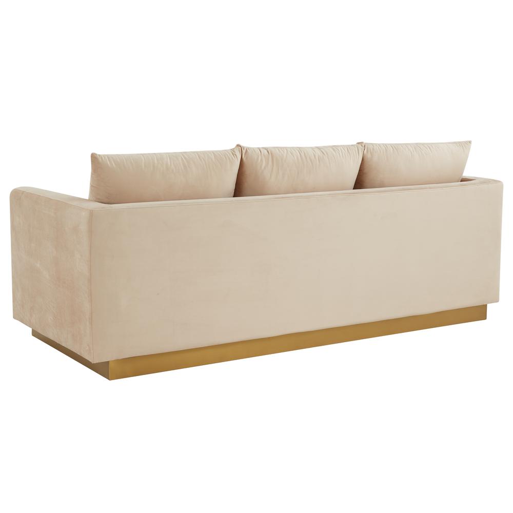 Nervo Modern Mid-Century Upholstered Velvet Sofa with Gold Frame. Picture 3