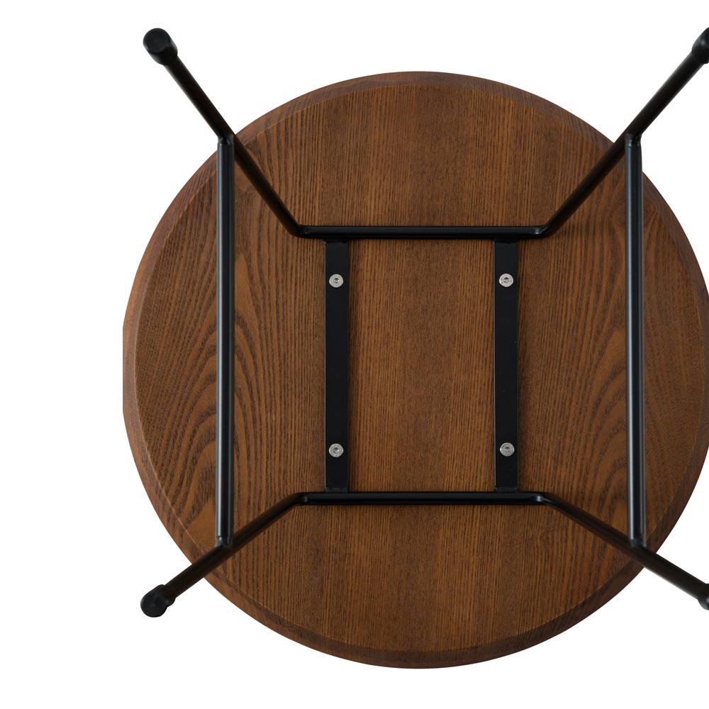 Rossmore Mid Century Modern Round Side Table With Black Steel Frame. Picture 6