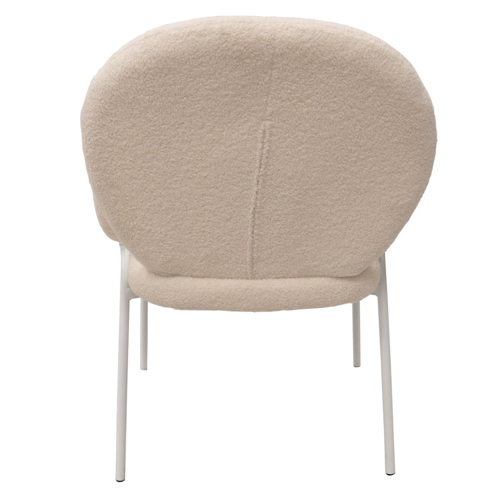 Celestial Series Boucle Dining Arm Chair, White Frame with White Fabric. Picture 13